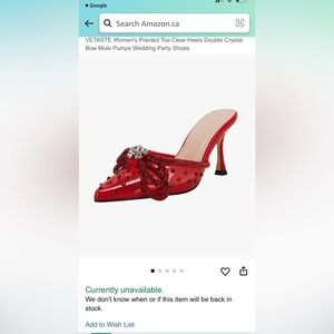 Amazon Red Crystal Bow Heels